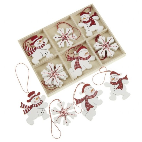 Set wooden snowflake - 12,