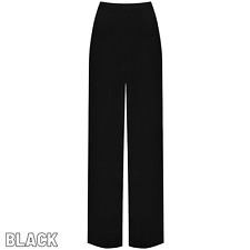 Womens New Plus Size Palazzo Wide Leg Flared Ladies Stretch Trousers Pants 8-30