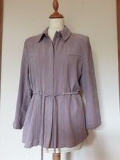 Ladies Lilac Zip Up Soft Jacket By Platform With Shoulder Pads & Belt.   Size 12