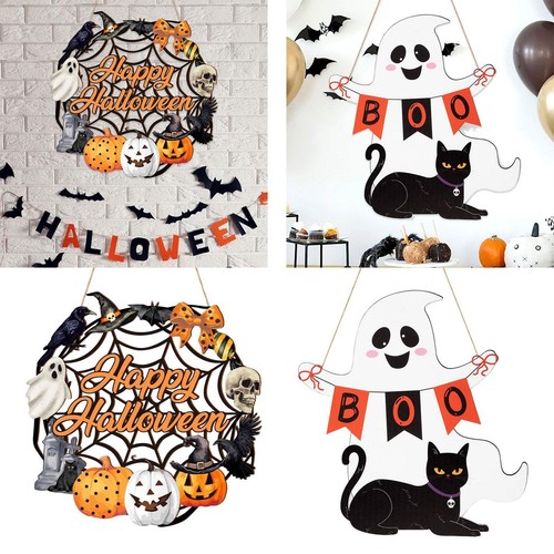 Halloween wooden hanging sign - halloween,