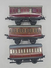 3x VINTAGE HORNBY O GAUGE LMS 1st/3rd PASSENGER COACH & BRAKE/GUARDS VAN
