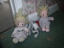 VINTAGE APPLAUSE PRECIOUS MOMENTS DOLLS & SAD SAM SB DOLLS & PUPPY LABELLED