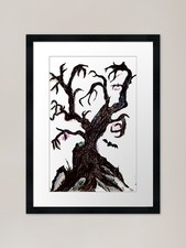 Scary Tree Design Framed Art