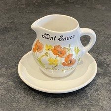 Brixham Pottery Poppy Design Mint Sauce Jug and Drip Saucer. Pristine Condition