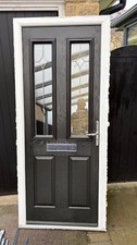 UPVC DOOR AND FRAME DOUBLE GLAZED BLACK OUTSIDE WHITE INSIDE