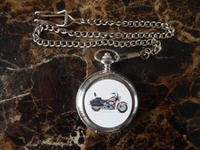 HARLEY DAVIDSON MOTORCYCLE CHROME POCKET WATCH WITH CHAIN 1