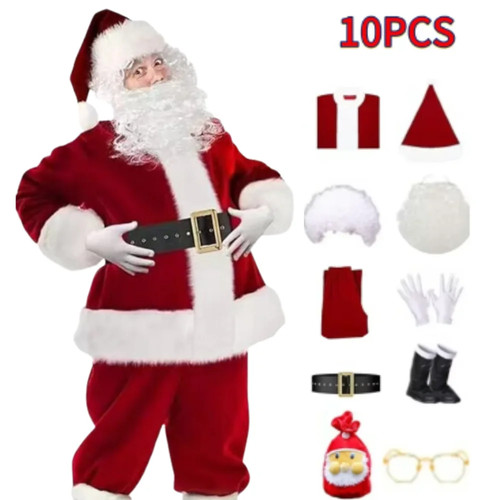 Santa claus gold velvet set - claus,