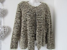 Vintage Venezia Exclusive Cardigan Jacket Ladies24 black Cream loop style fluffy