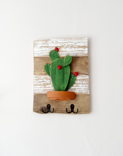 Driftwood cactus key tidy wall - driftwood,