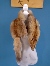 VINTAGE 1920s REAL FOX FUR STOLE WHOLE BODY SATIN LINED CLASP QUALITY THEATRE