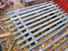 USED PALISADE COMMERCIAL GALVANISED YARD GATES APPROX  10ft WIDE  8ft HIGH