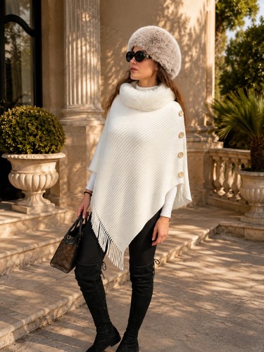 Luxury white faux fur collar - luxury,