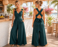 Dark Green Strap Bow Back Wide