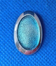 Malcolm Gray Ortak Sterling Silver & Blue Enamel Oval Pebble Pendant MG 925