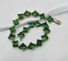 73.70 Ct Unheated Natural Tsavorite Garnet 925 Sterling Silver Bracelet 7.5 Inch