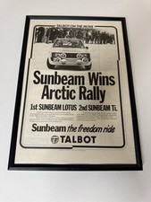 Framed Original Talbot Sunbeam Lotus Arctic Rally Magazine Advert Man Cave Retro