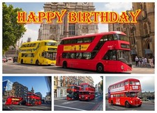 Bus Happy Birthday Greeting Card A5 Cards Blank Wishes Buses Dad Son Brother