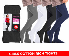 3/6 Pack Kids Girls School Tights Super Soft Cotton Rich Back to School tights