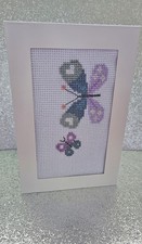 Handmade Cross Stitch Butterfly Greeting Card&envelope 6x4"