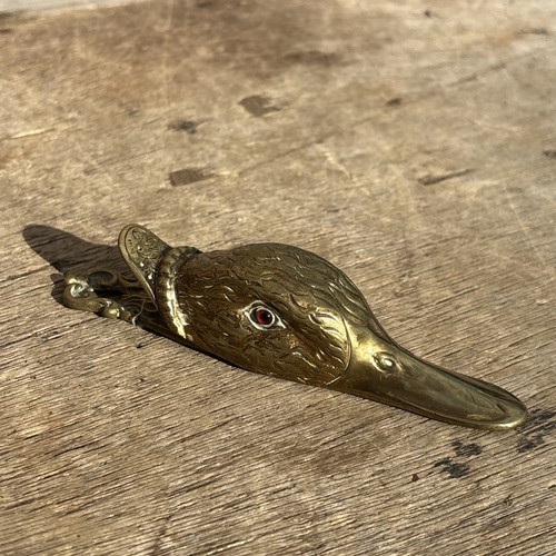 Antique brass duck - duck, clip