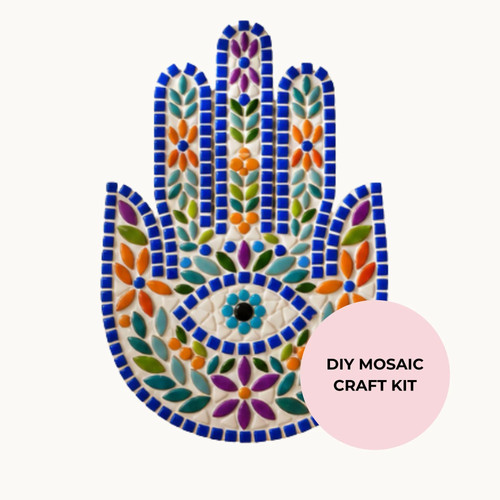 Folk art hamsa hand - folk, mosaic