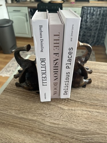 Cast metal elephant book ends - elephant,