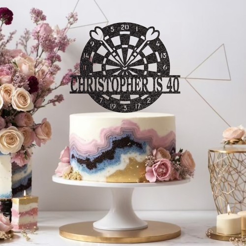 Dartboard glitter cake topper - dartboard,
