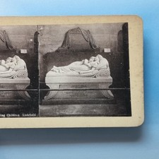 Lichfield Stereoview C1895 Stafford Cathedral Sleeping Children Grave Statue