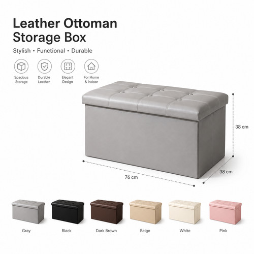 Ottoman storage leather box - ottoman,