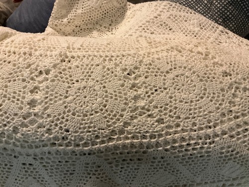 Large crochet lace tablecloth - large,