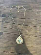 Fat Face gold Tone Blue Bird In A Cage Pendant Long Chain Necklace 18 Inch Retro