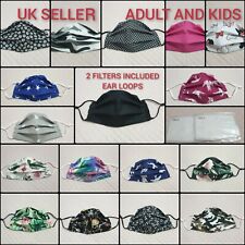 Face Mask Handmade Cotton Washable With Filter Pocket Filter  Double Adult Kids