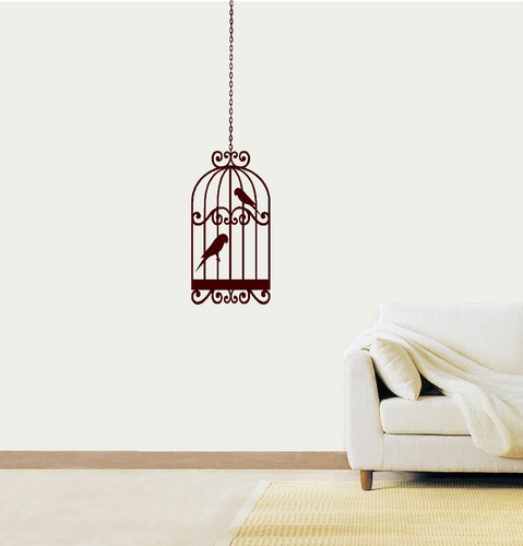 Bird cage vinyl sticker - bird,