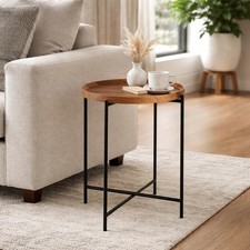 Walnut Finish Side Table With