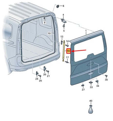 Caddy mk4 rear tailgate - sb,