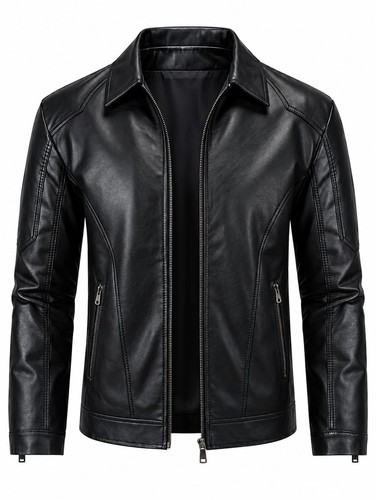 Mens black leather biker - mens,