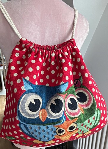 Backpack bag owls tapestry red - owls,