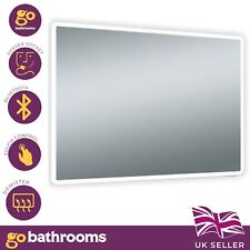 Bathroom LED Mirror with Shaver Socket Bluetooth Speaker Demister Touch 1200x500