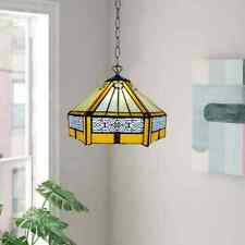 Hexagon Style Tiffany Pendant Ceiling Lamp 10"Yellow Shade Stained Glass Home UK