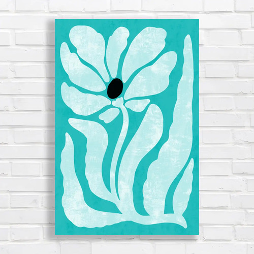 Minimalist floral teal canvas - minimalist,