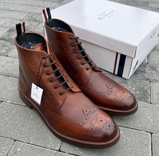 *NEW* Brown Leather Ben Sherman Premium Country Brogue Boots Rubber Sole 10