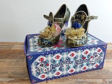 Irregular Choice “Oz Cant Touch This” Floral Gold & Blue Heels Size UK 4 Boxed