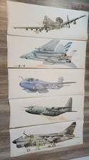 5 x Vintage Pilot Press Aviation Art Posters 128cm x 50cm inc Tomcat & Hercules