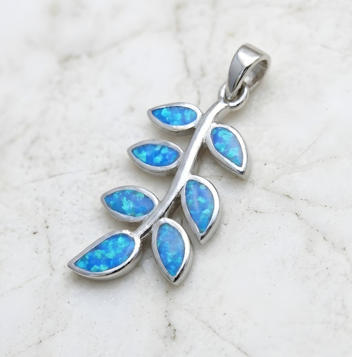 Greek blue opal leaf leaves - blue,