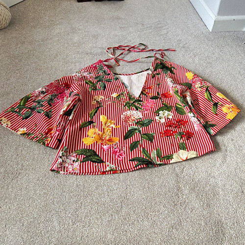 Zara basic red floral blouse - zara,