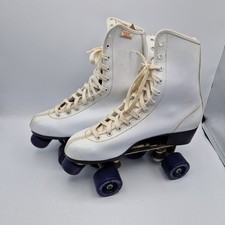 Vintage 80s ROLLER DERBY SKATES Size 10 White Boot - Urethane Wheels