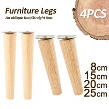4pcs Wooden Furniture Legs Solid Replacement Feet Table Chair Non Slip Sloping
