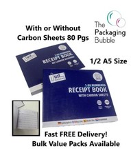 Receipt Invoice Duplicate Books 80 Numbered Pages With or Without Carbon Half A5