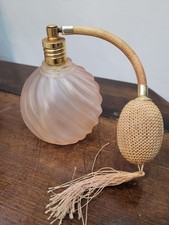 VINTAGE COLLECTABLE PINK  GLASS  PERFUME BOTTLE WITH ATOMISER PUMP
