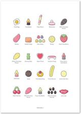 Dibble Dabble Children's Pick 'n' Mix Print - Retro Sweets - A2 (420mm x 594mm)